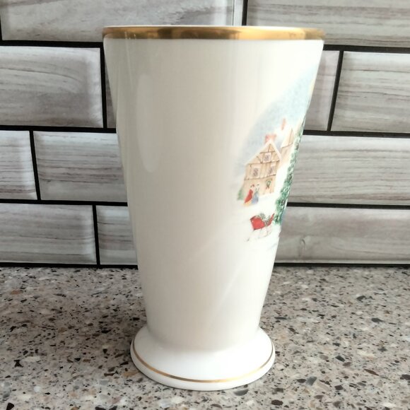 Retired MERRY CHRISTMAS Tall Footed Cappuccino Mug - Picture 3 of 13